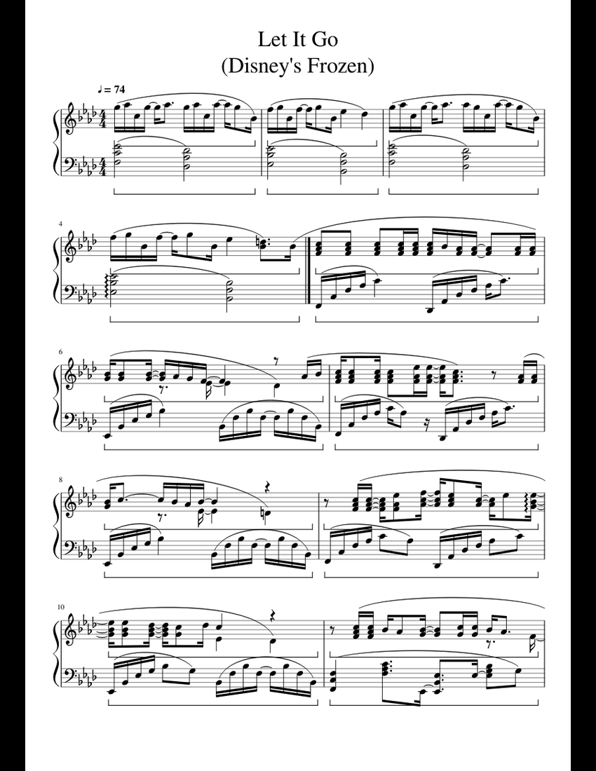 Let It Go (Disney's Frozen) sheet music for Piano download free in PDF