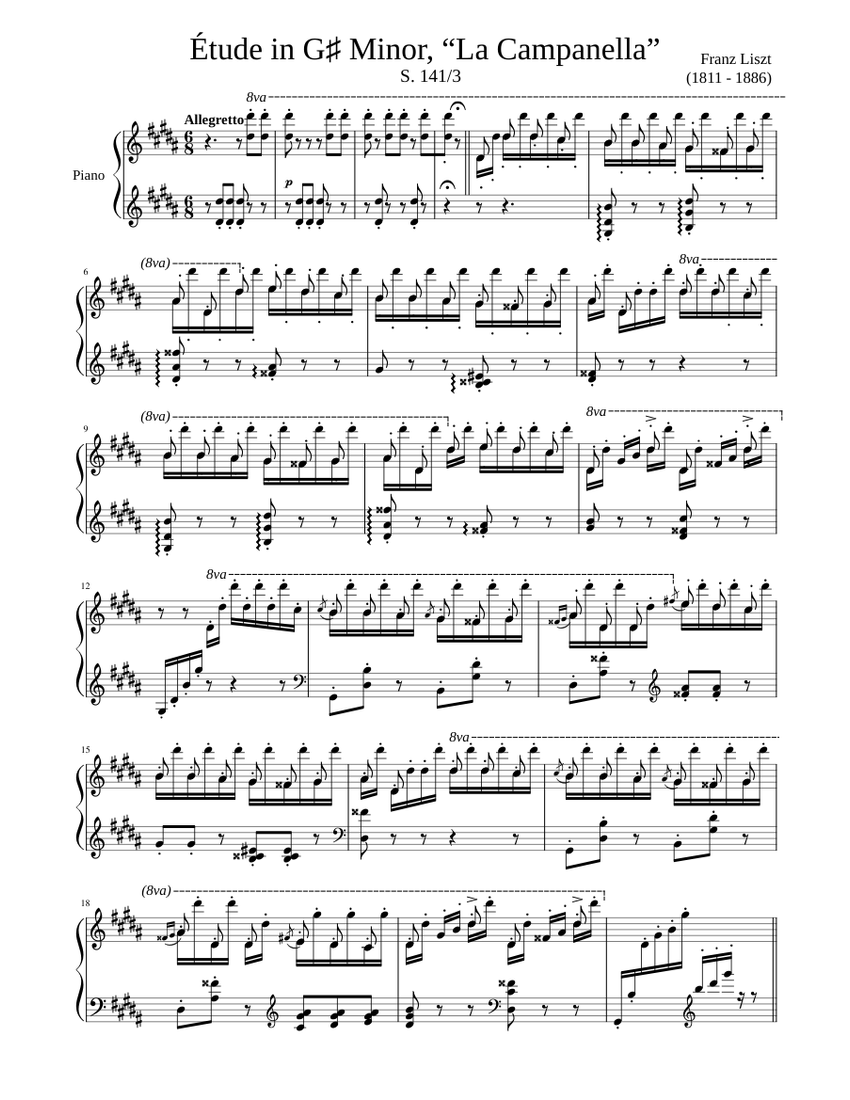 La Campanella Intro Sheet music for Piano (Solo) | Musescore.com