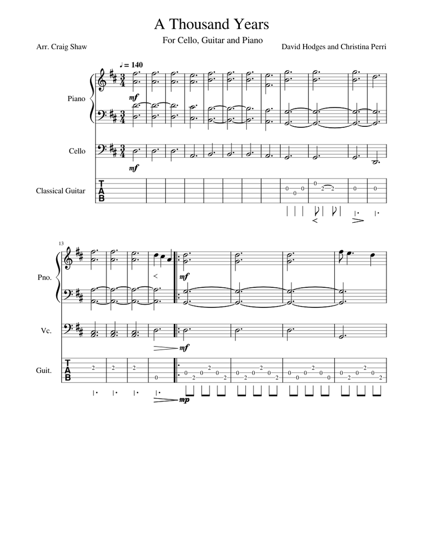 a thousand years piano sheet music free A thousand years chords piano ...