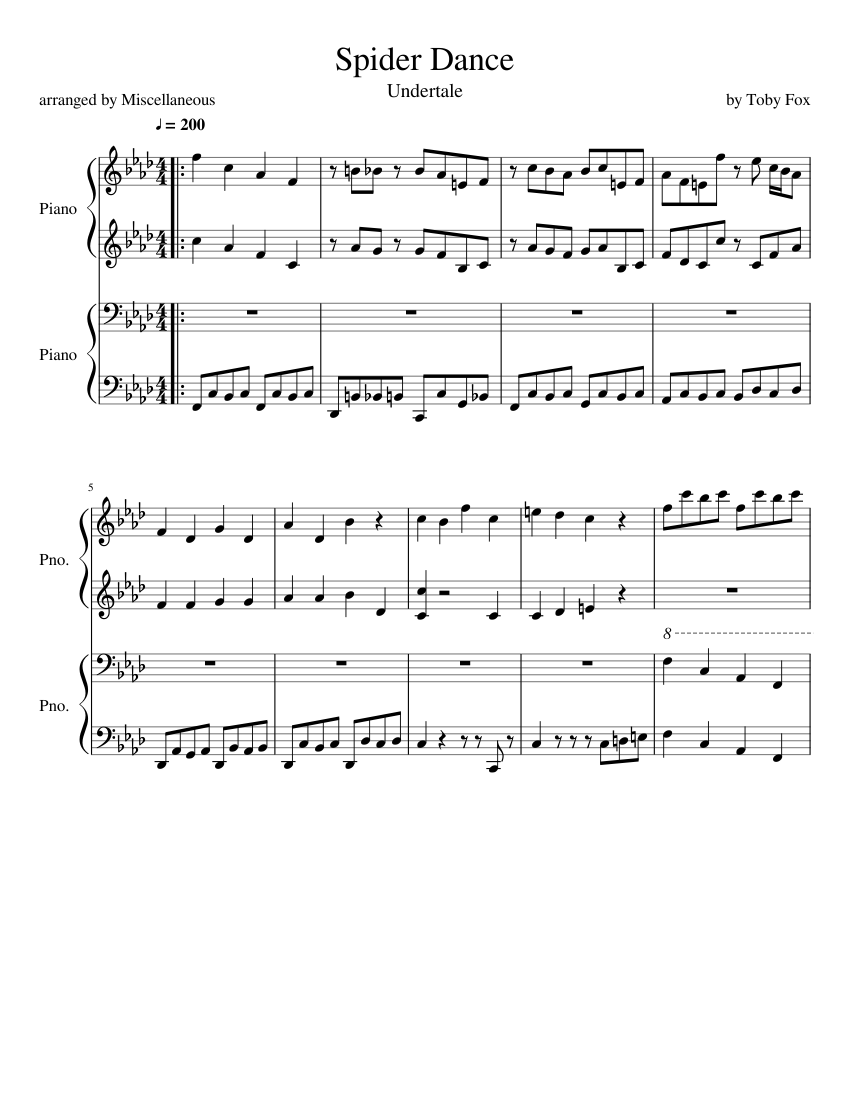 Spider Dance Sheet music for Piano | Download free in PDF or MIDI