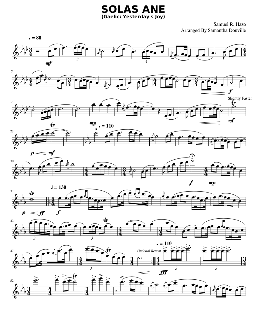 Solas Ane sheet music for Piano download free in PDF or MIDI