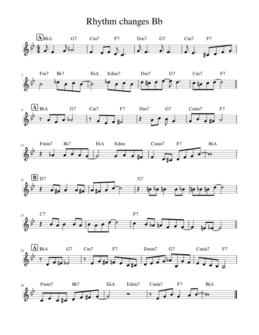 Rhythm changes Bb Sheet music for Piano (Solo) | Musescore.com