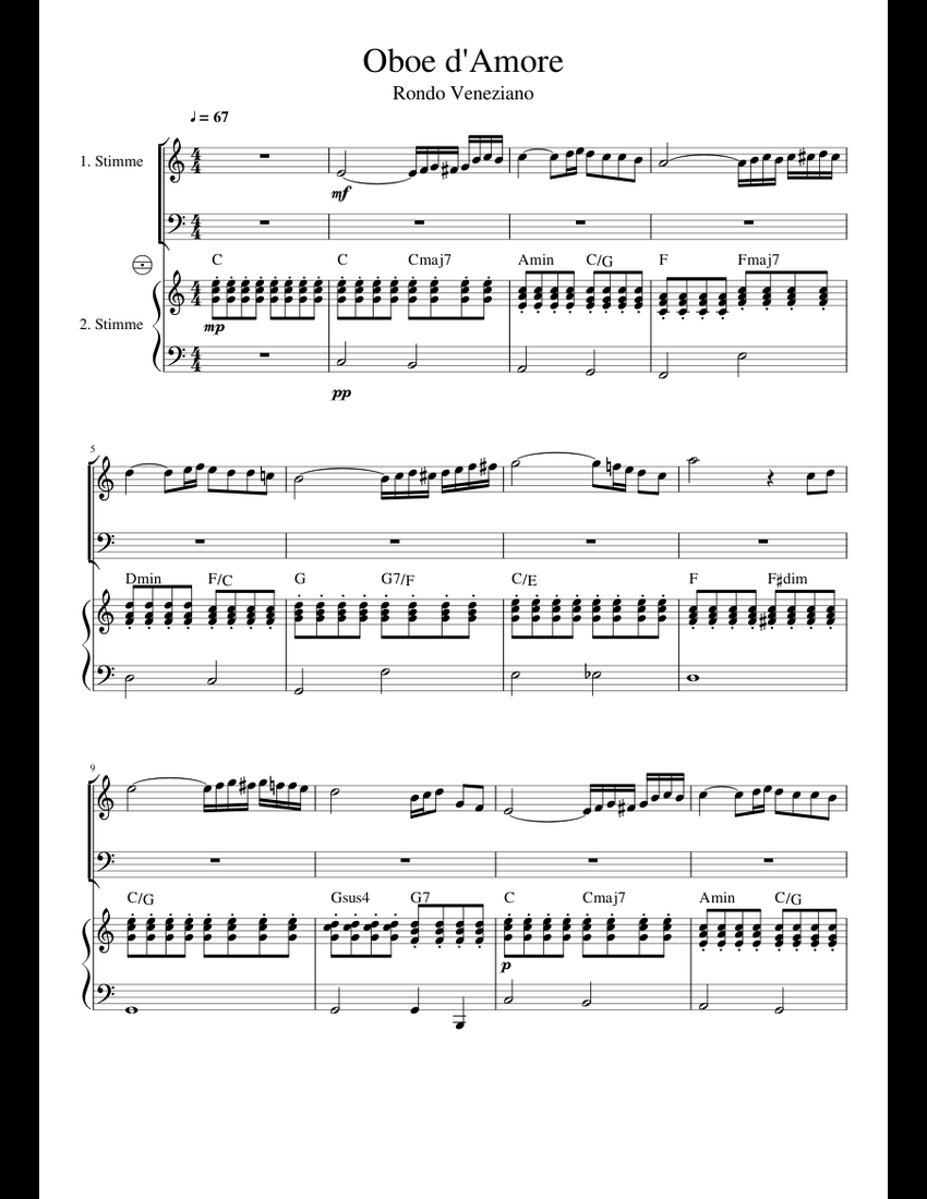 Oboe d'Amore sheet music for Piano, Voice download free in PDF or MIDI