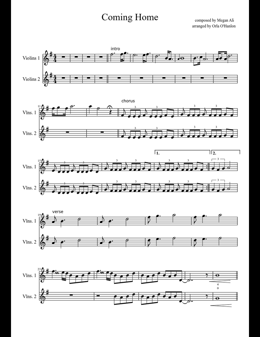 Coming Home sheet music download free in PDF or MIDI