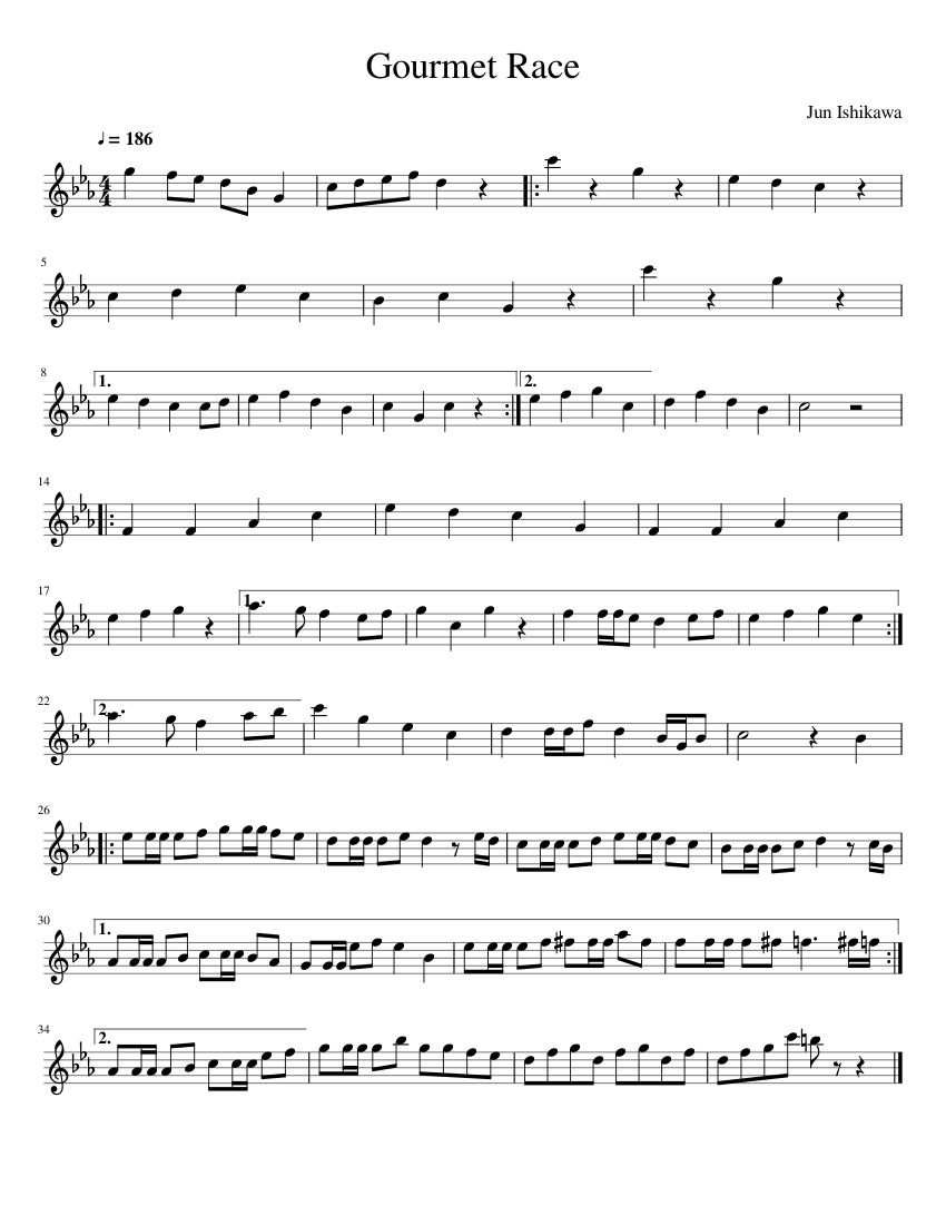 Gourmet Race sheet music for Violin download free in PDF or MIDI