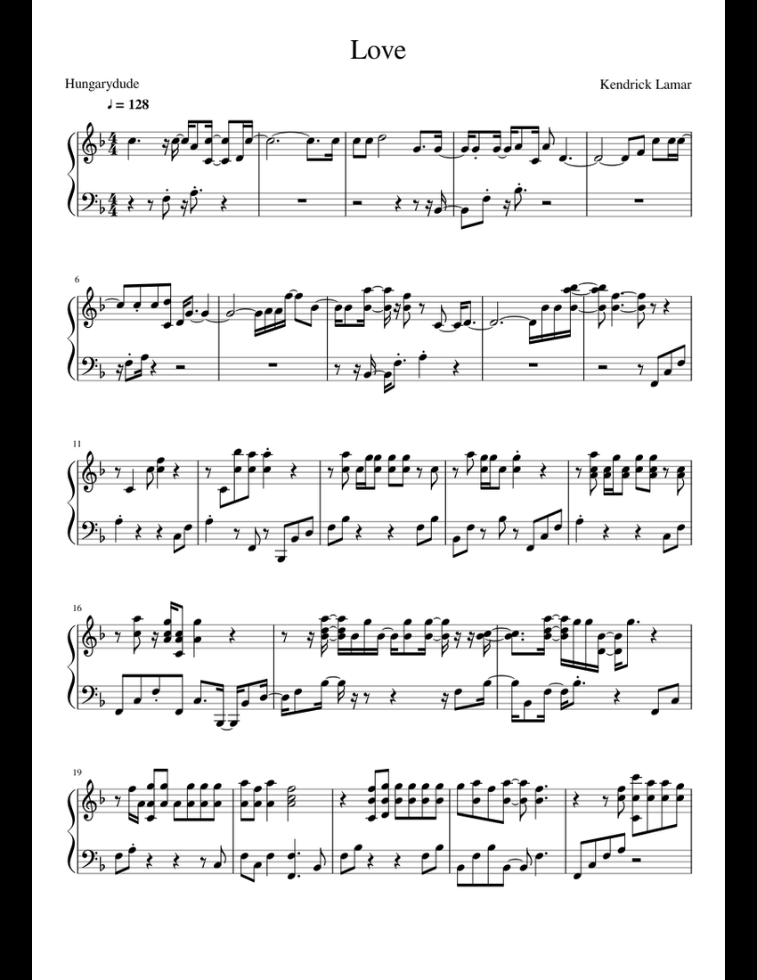Love sheet music for Piano download free in PDF or MIDI