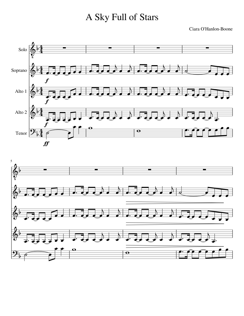 A Sky Full of Stars Sheet music for Piano (Mixed Quartet) | Musescore.com