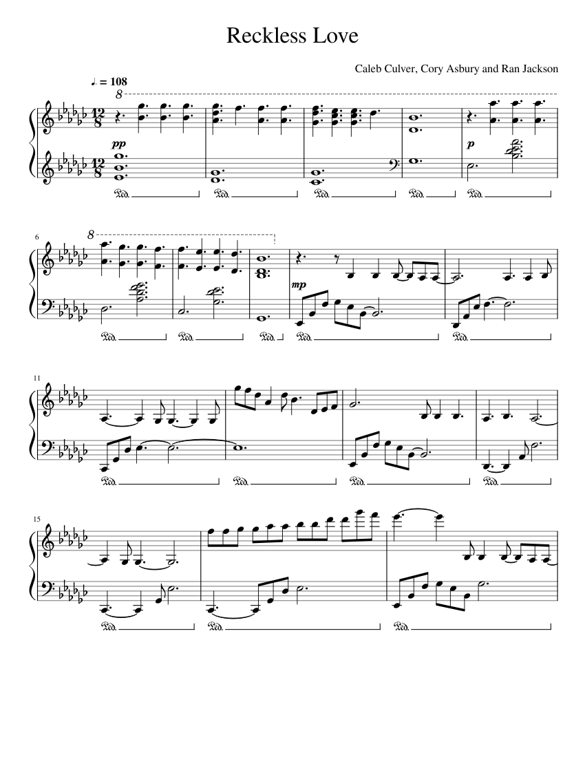 Reckless Love Sheet Music For Piano Download Free In Pdf Or Midi 