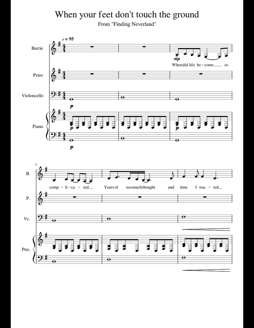 When your feet don't touch the ground sheet music for Violin, Piano