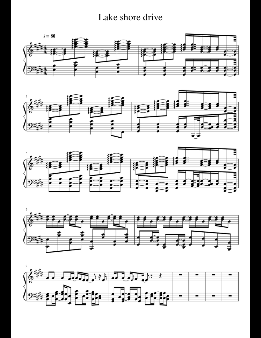 Lake Shore Drive (in Work) sheet music for Piano download free in PDF