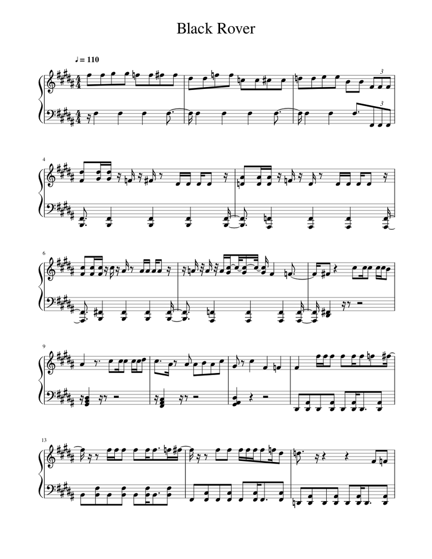 Black Rover Sheet music for Piano | Download free in PDF or MIDI