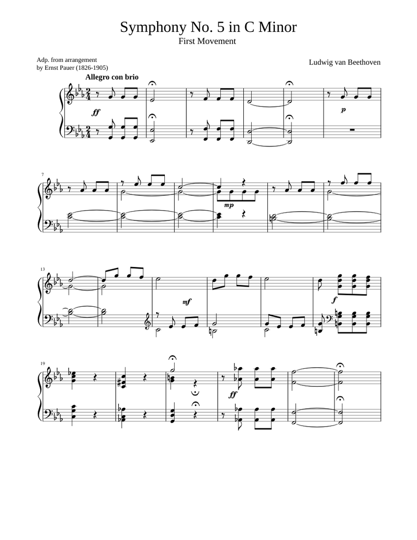 beethoven 5 symphony piano sheet music Beethoven sheetdownload - Sheet ...