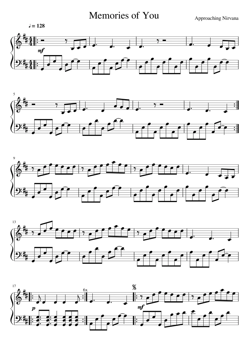 Approaching Nirvana Piano Sheet Music Best Music Sheet