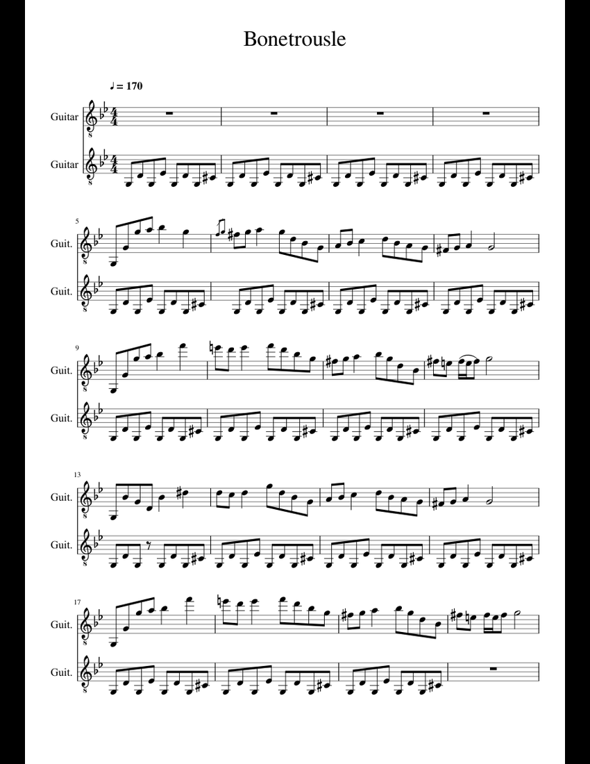 Bonetrousle sheet music for Guitar download free in PDF or MIDI