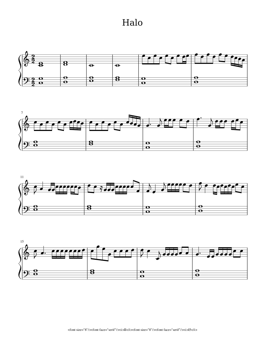 Halo Sheet music for Piano | Download free in PDF or MIDI | Musescore.com