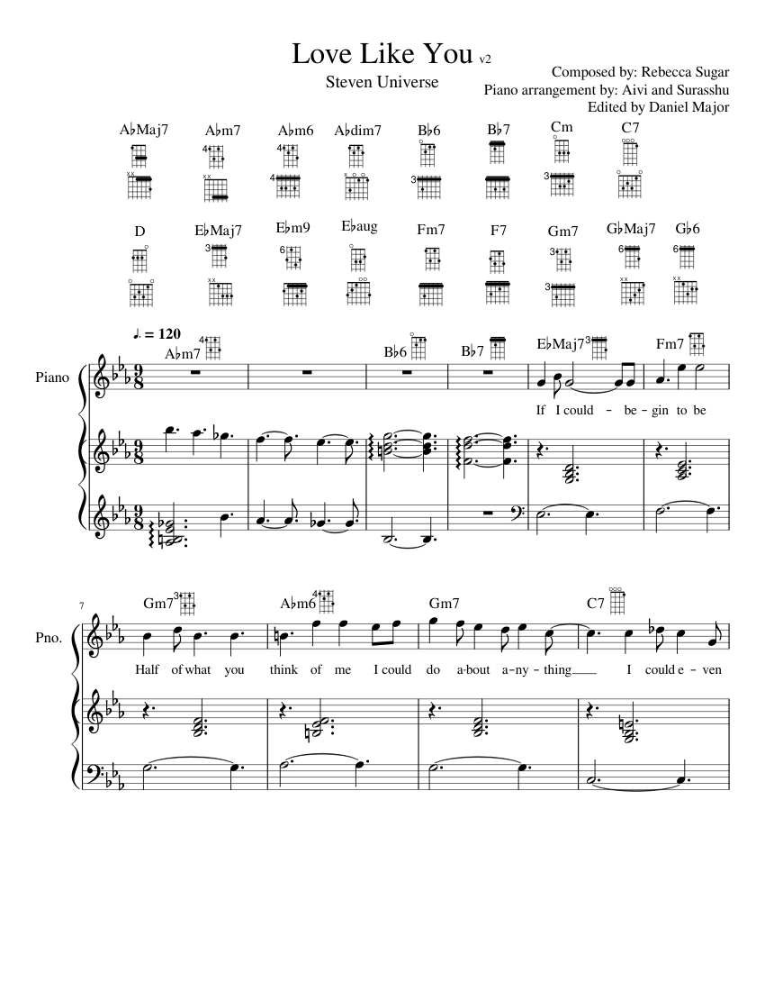 Love Like You - Steven Universe sheet music for Piano download free in
