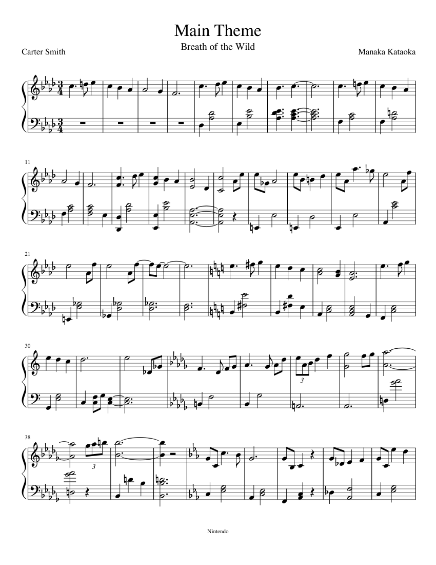 Breath of the Wild - Main Theme Sheet music for Piano | Download free