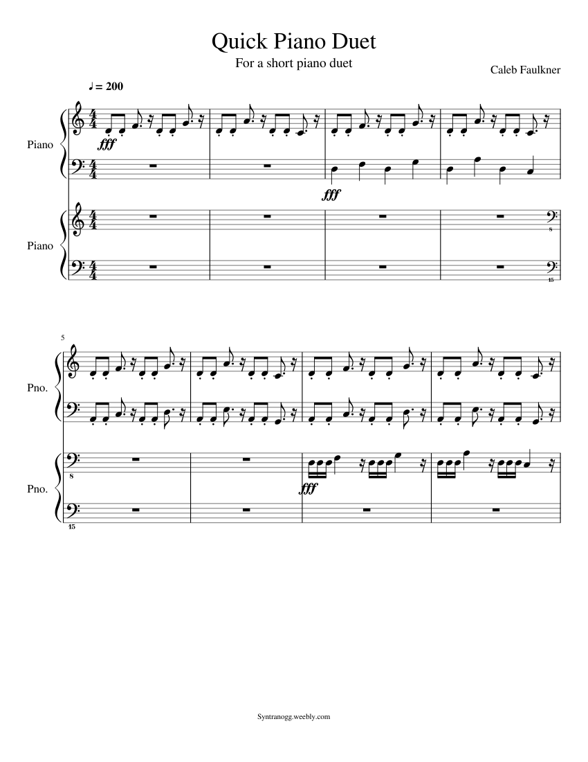 Quick Piano Duet Sheet music for Piano | Download free in PDF or MIDI