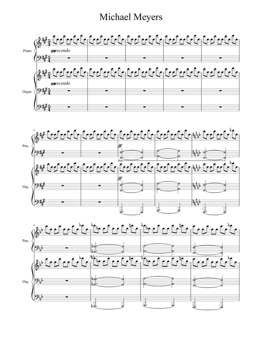 Halloween Theme (Michael Meyers) Sheet music for Piano, Organ