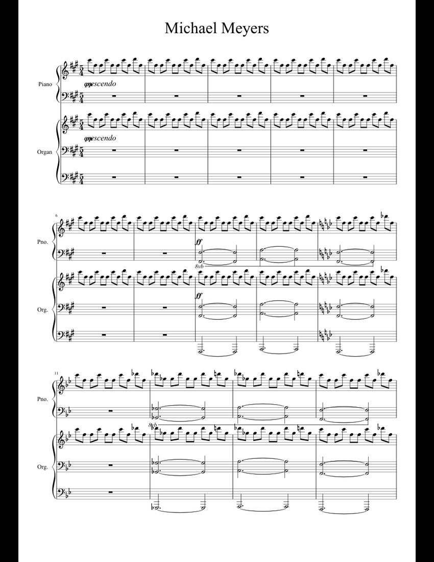 Halloween Theme (Michael Meyers) sheet music for Piano, Organ download