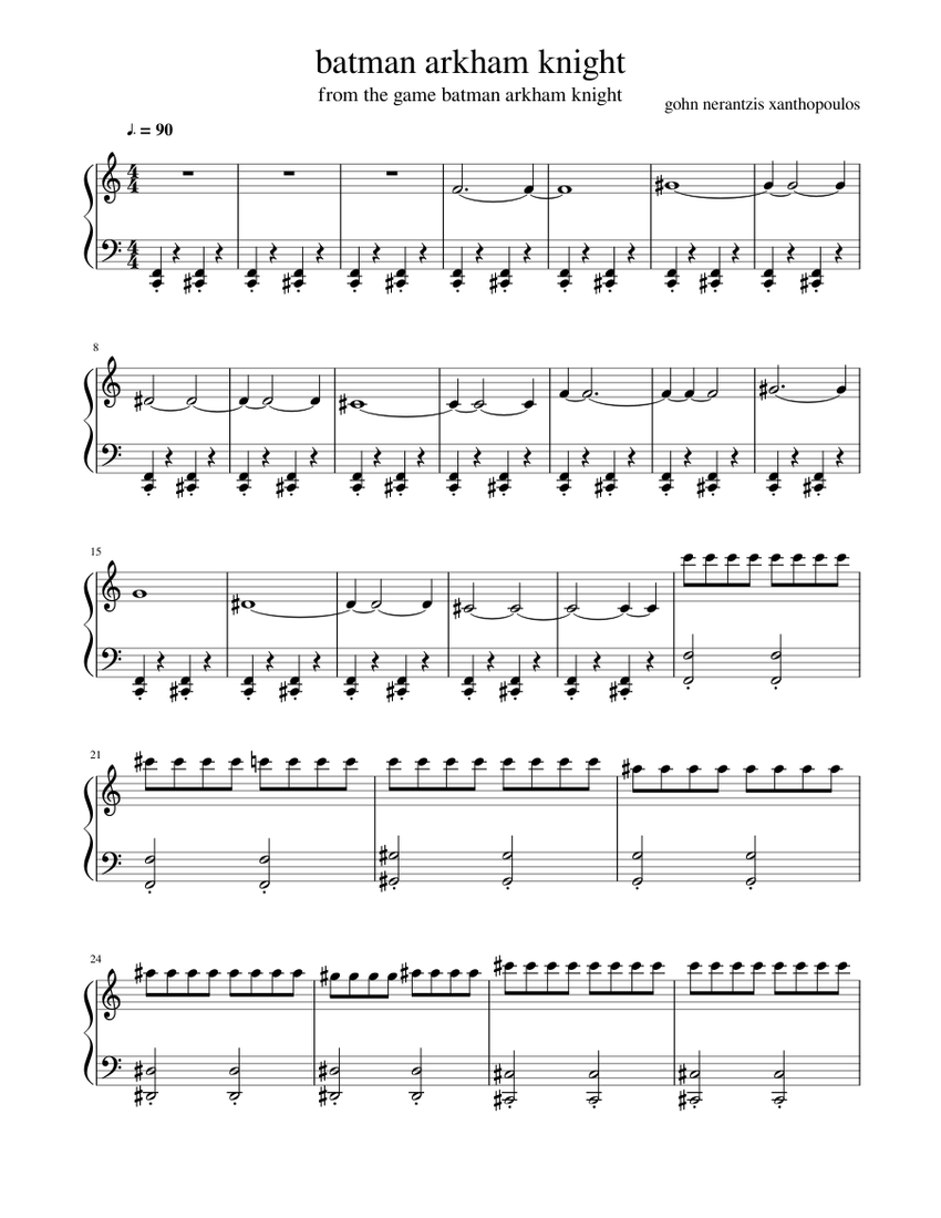 Batman arkham knight Sheet music for Piano | Download free in PDF or