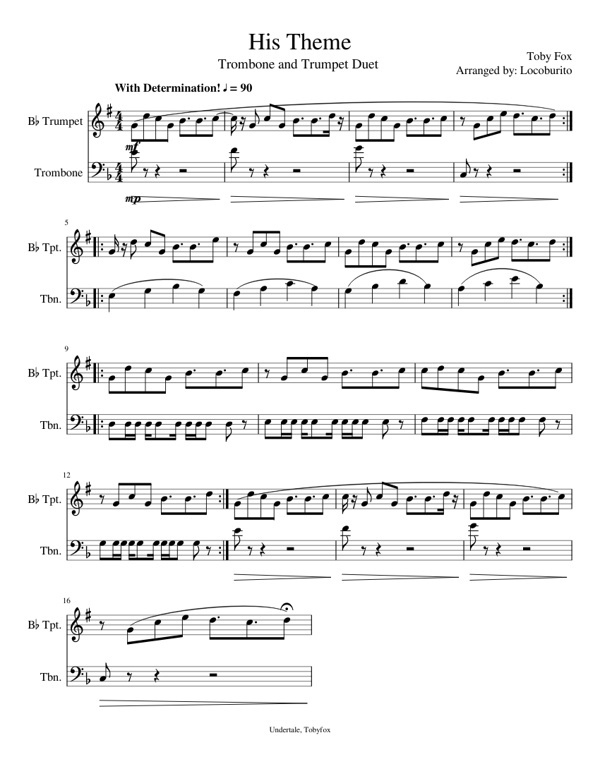 His Theme Sheet music for Trumpet, Trombone | Download free in PDF or