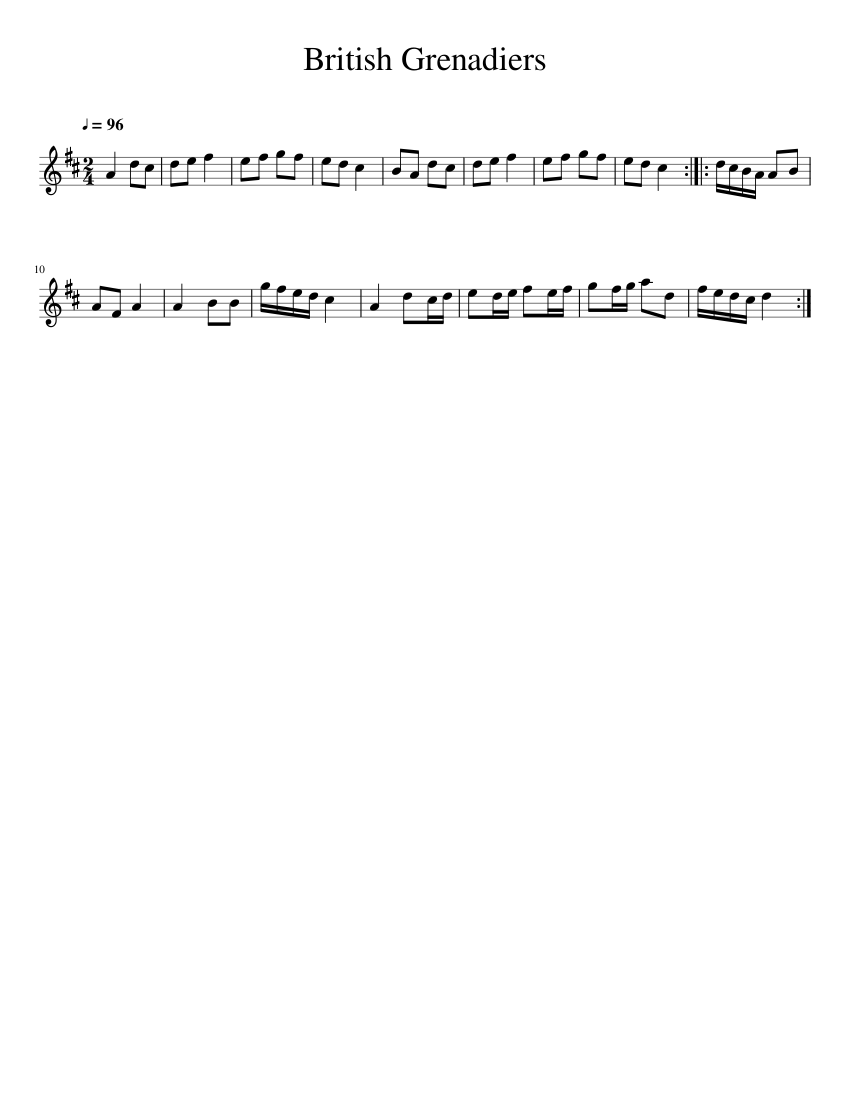 British Grenadiers sheet music for Flute download free in PDF or MIDI