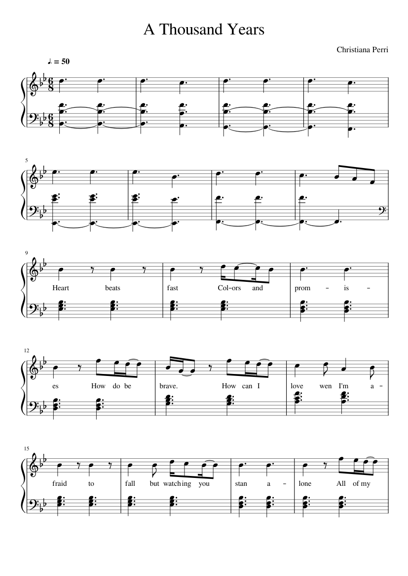A Thousand Years sheet music for Piano download free in PDF or MIDI