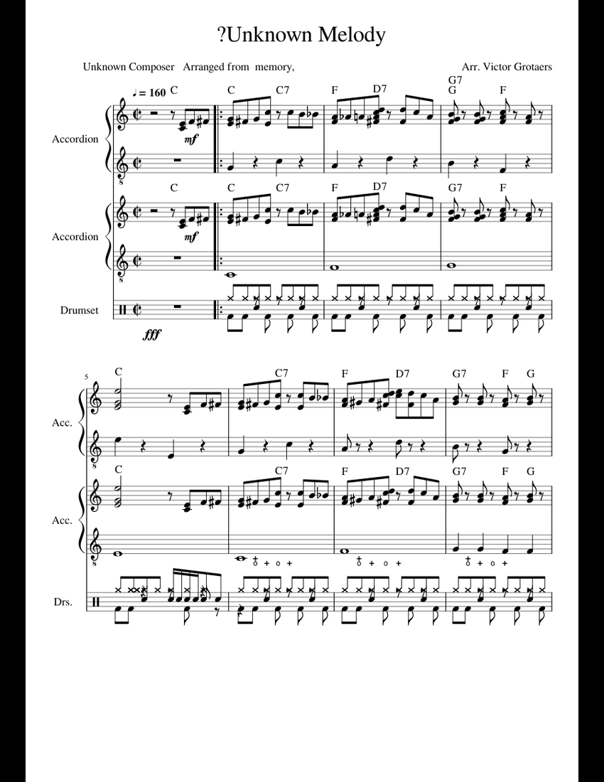 sheet music for Accordion, Percussion download free in PDF or MIDI