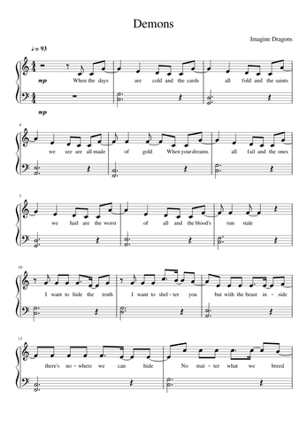 Imagine Dragons Sheet Music Free Download In Pdf Or Midi On Musescore Com - shelter roblox piano sheet