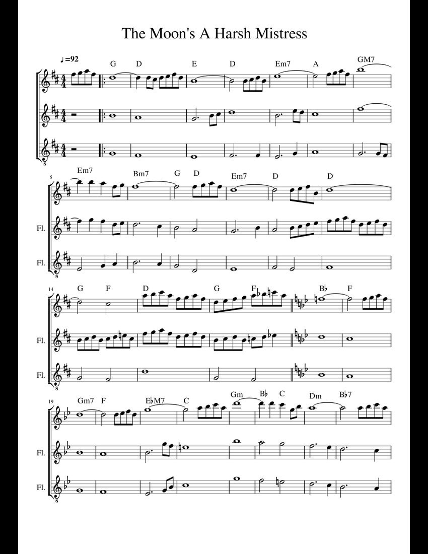 The Moon s A Harsh Mistress Sheet Music For Flute Voice Download Free The moon s a harsh mistress sheet music for flute voice download free
