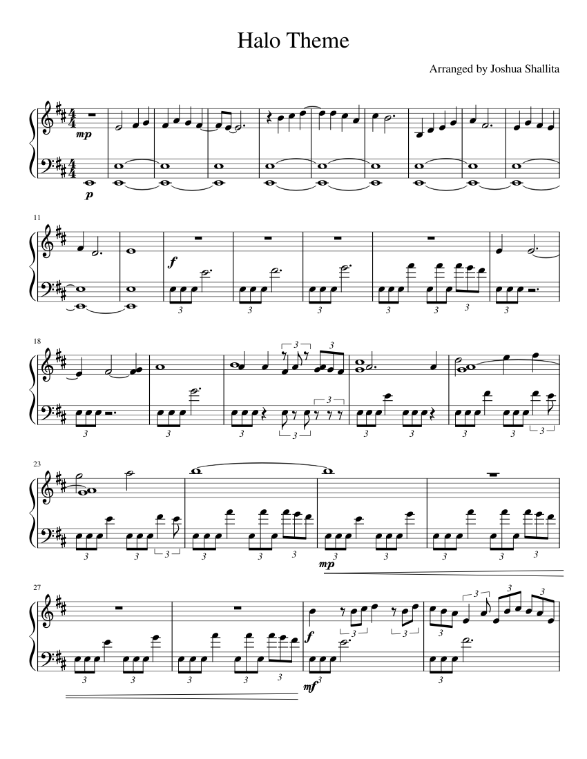 Halo Theme sheet music for Piano download free in PDF or MIDI