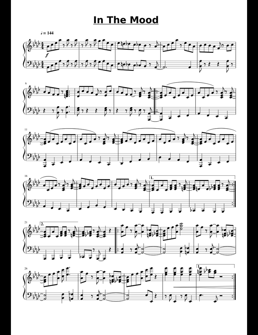 In The Mood sheet music for Piano download free in PDF or MIDI