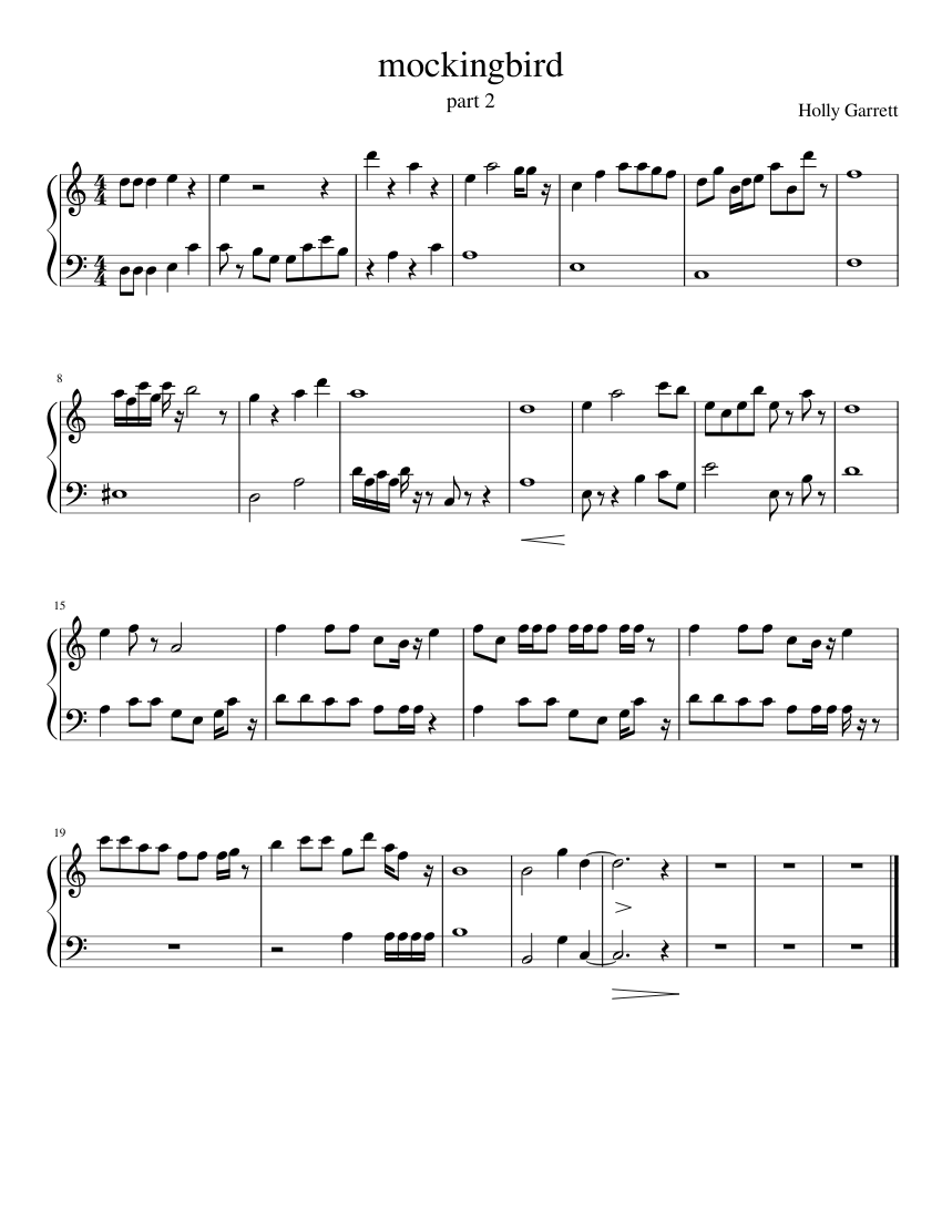 mockingbird part 2 Sheet music for Piano | Download free in PDF or MIDI