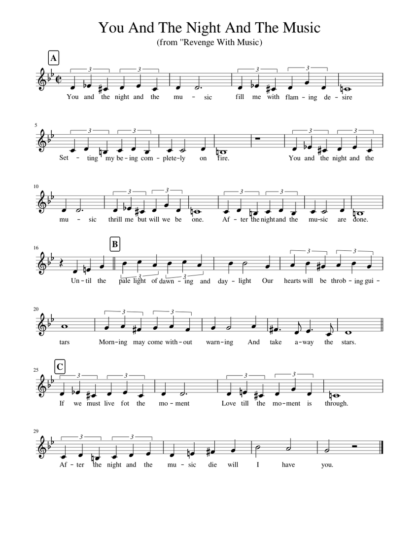 You And The Night And The Music g moll Sheet music for Piano | Download ...