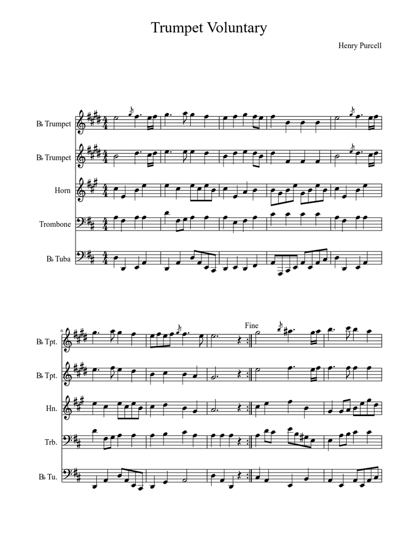 H. Purcell: Trumpet Voluntary Sheet music | Download free in PDF or ...