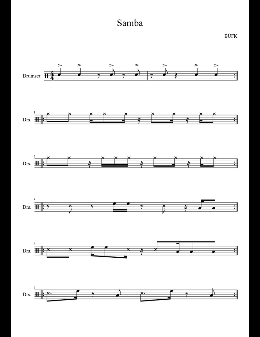 Samba sheet music download free in PDF or MIDI