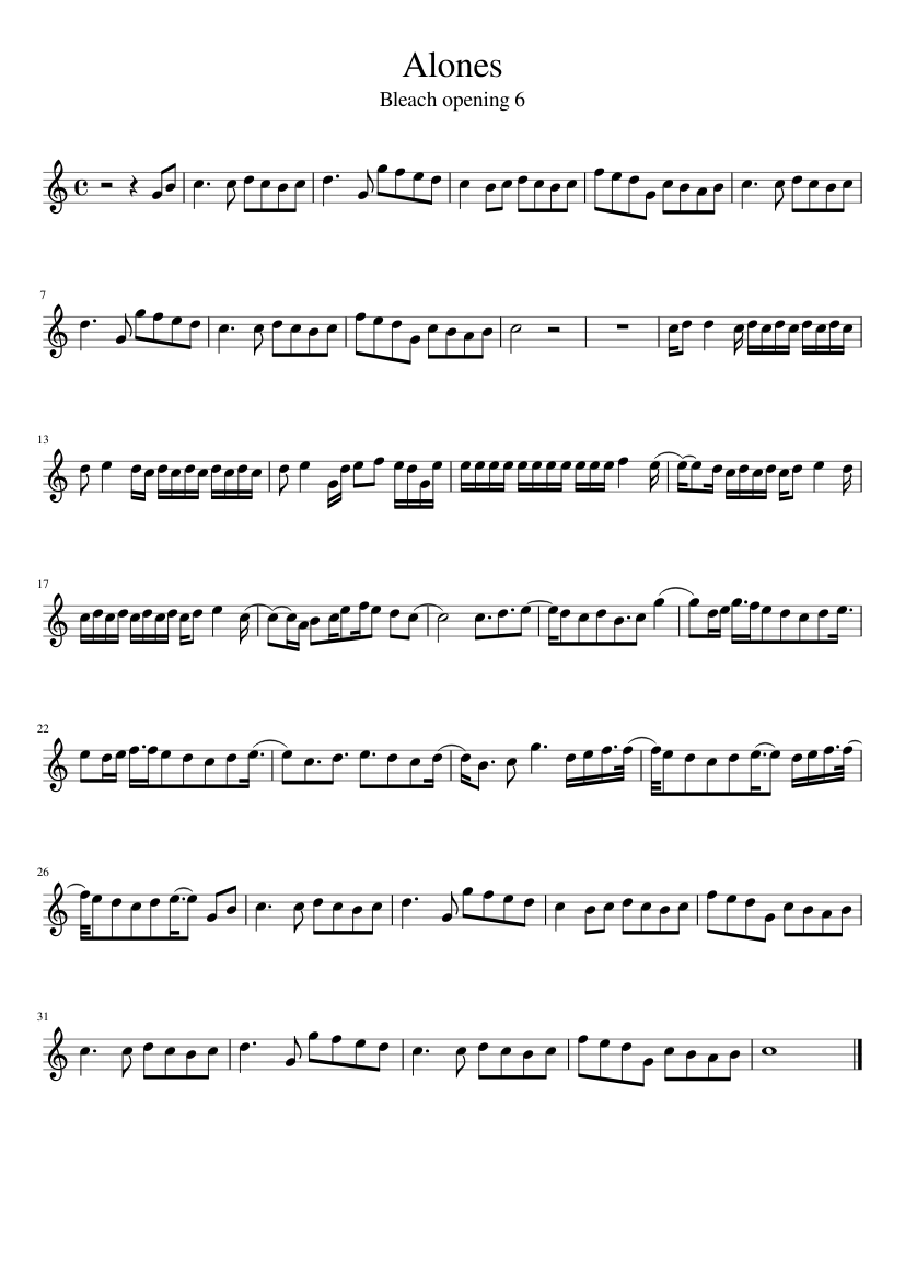 Bleach Alones Sheet Music For Violin Solo Musescore Com