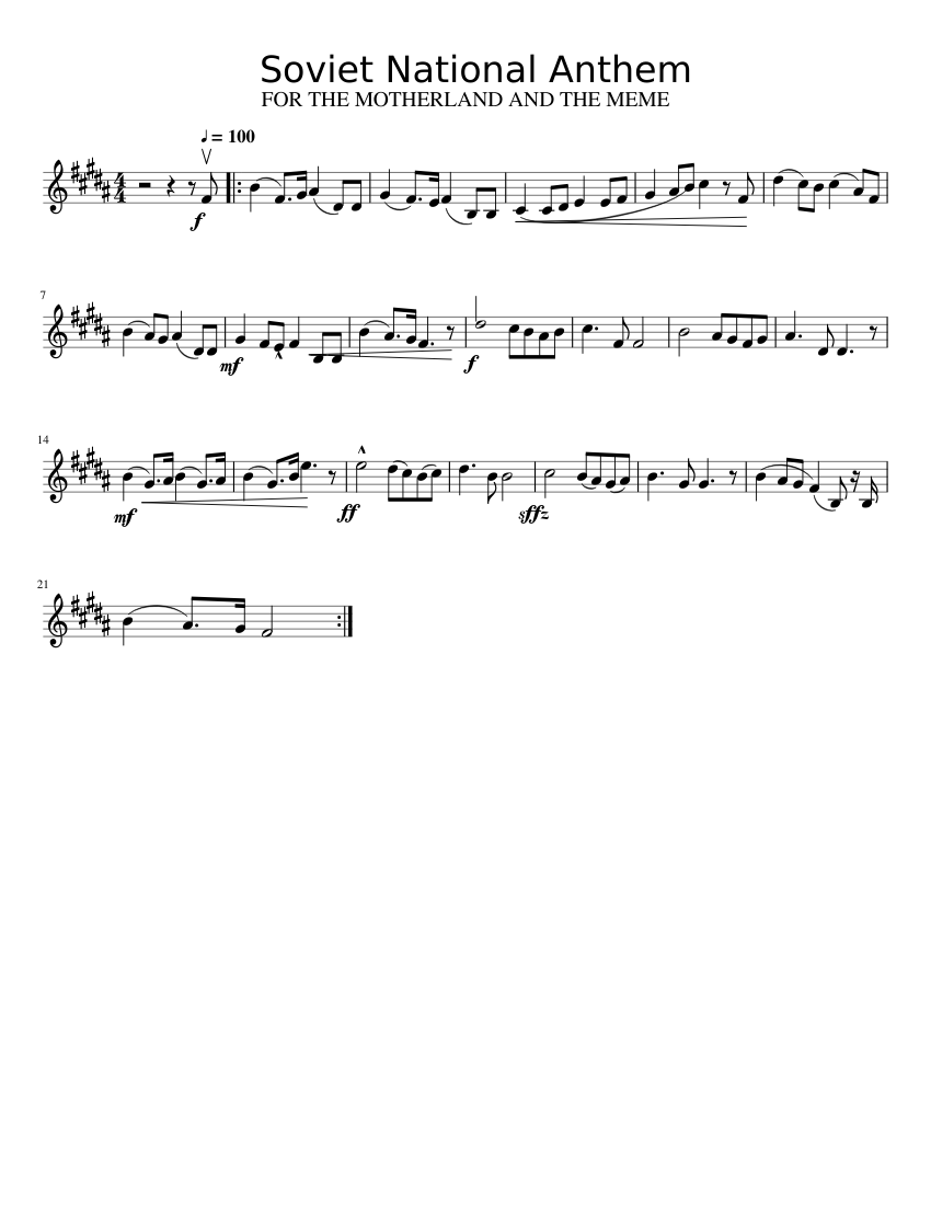 Soviet Anthem Sheet Music Trumpet Fever For Brass Quartet - 