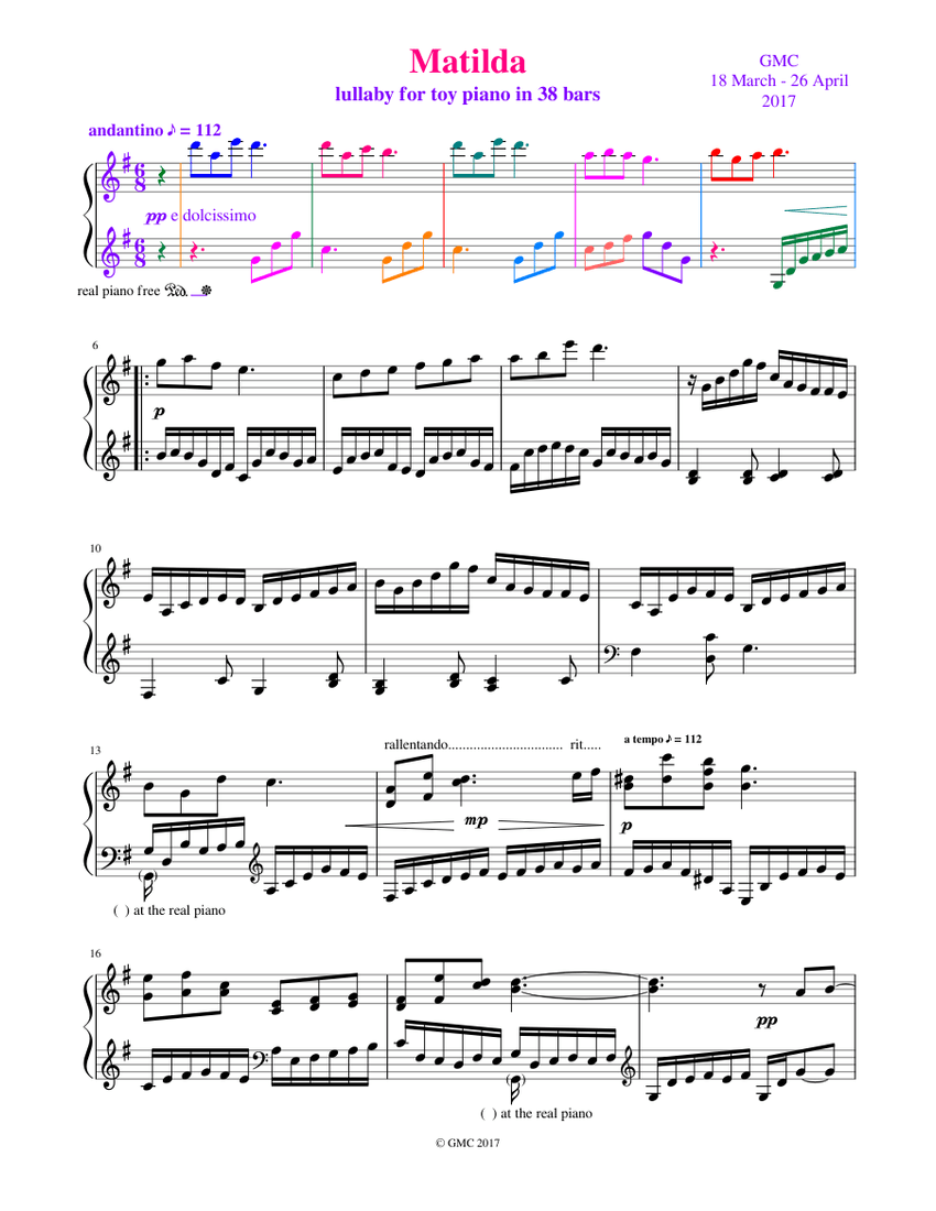 Matilda Sheet music for Piano | Download free in PDF or MIDI | Musescore.com