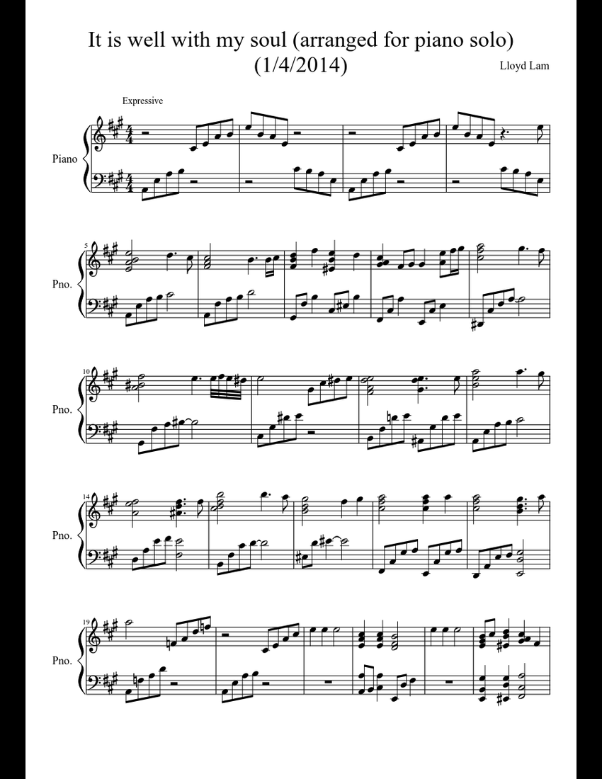 It is well with my soul sheet music for Piano download free in PDF or MIDI