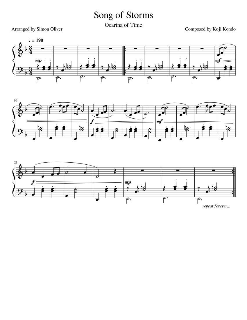 Song of Storms Sheet music for Piano (Solo) | Musescore.com