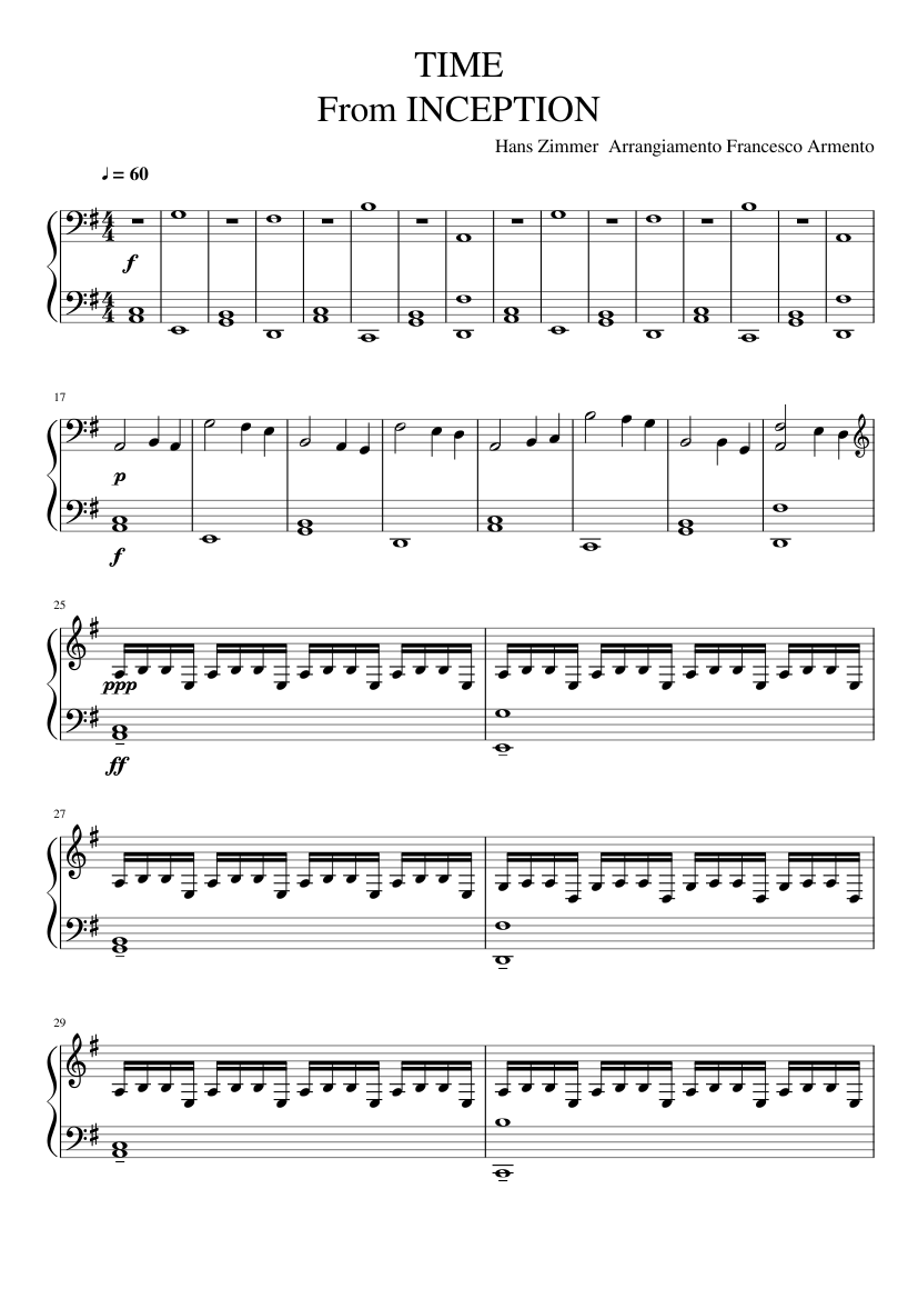 TIME From INCEPTION sheet music for Piano download free in PDF or MIDI