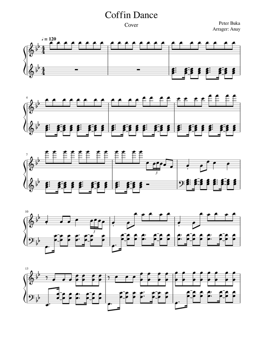 Coffin Dance Peter Buka Cover Sheet music for Piano (Solo) | Musescore.com