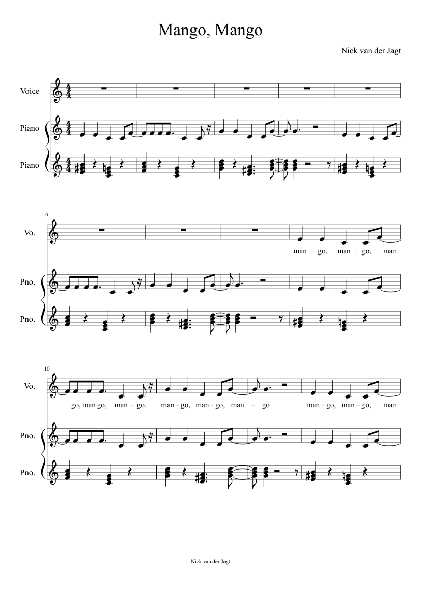 Mango Mango Mango Sheet Music For Piano Voice Download Free In PDF Mango Mango Mango Sheet Music For Piano Voice Download Free In PDF