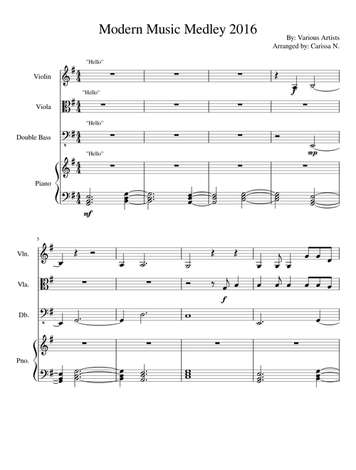 Sheet Music For Contrabass With 4 Instruments Musescore Com