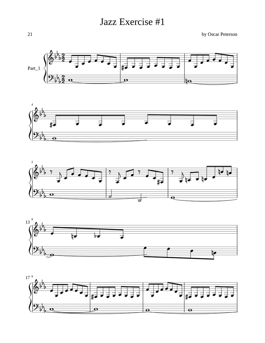 Oscar Peterson Jazz Exercise 1 Sheet Music For Piano Download Free In 