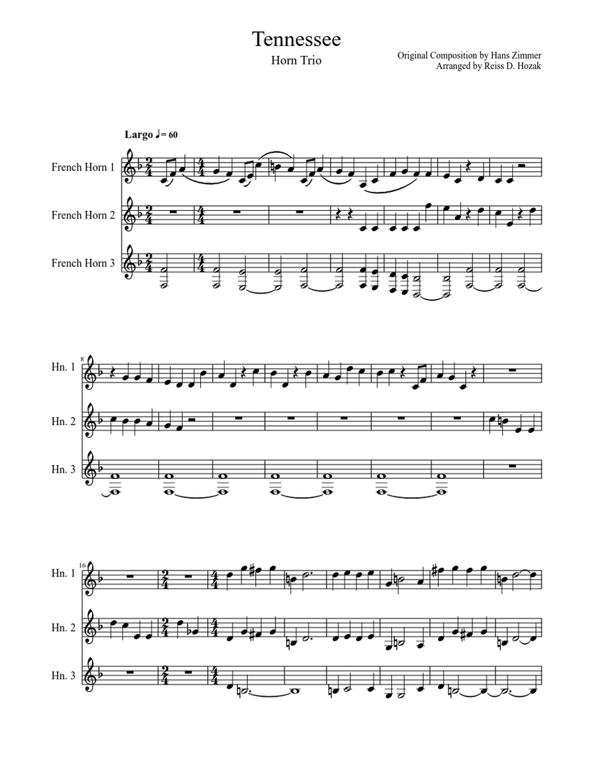 Tennessee Pearl Harbor Sheet music for French Horn Download free in
