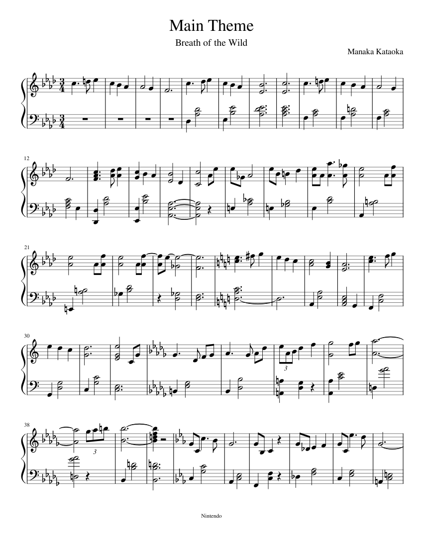 BoTW_MainTheme Sheet music for Piano | Download free in PDF or MIDI