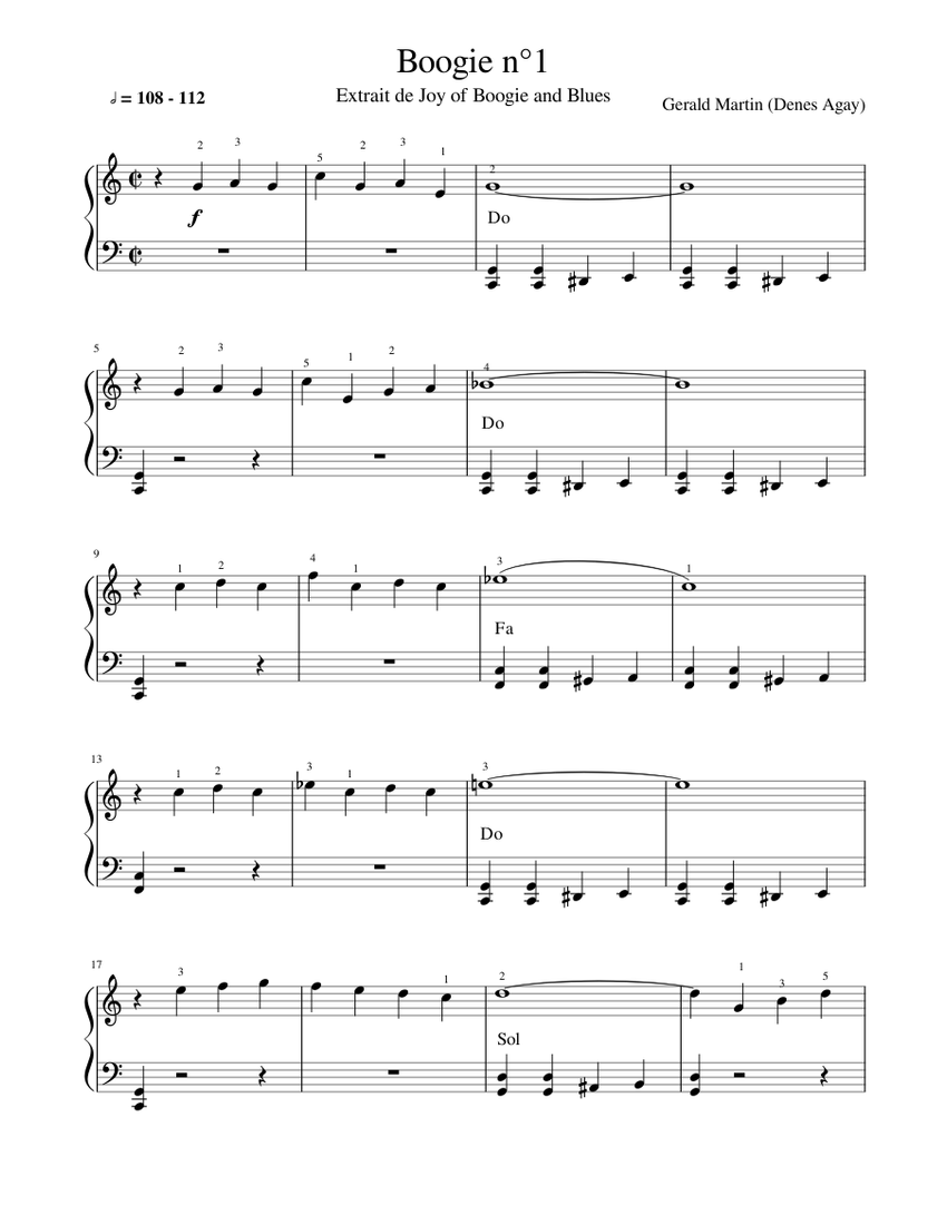 Boogie n°1 Sheet music for Piano (Solo) | Musescore.com